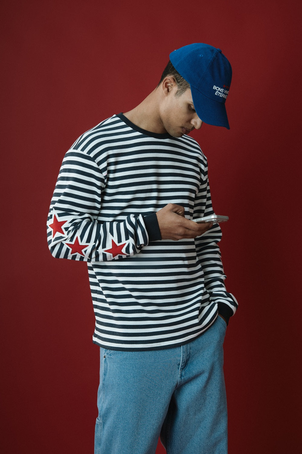 Breton Waffle, Knit Longsleeve Blue