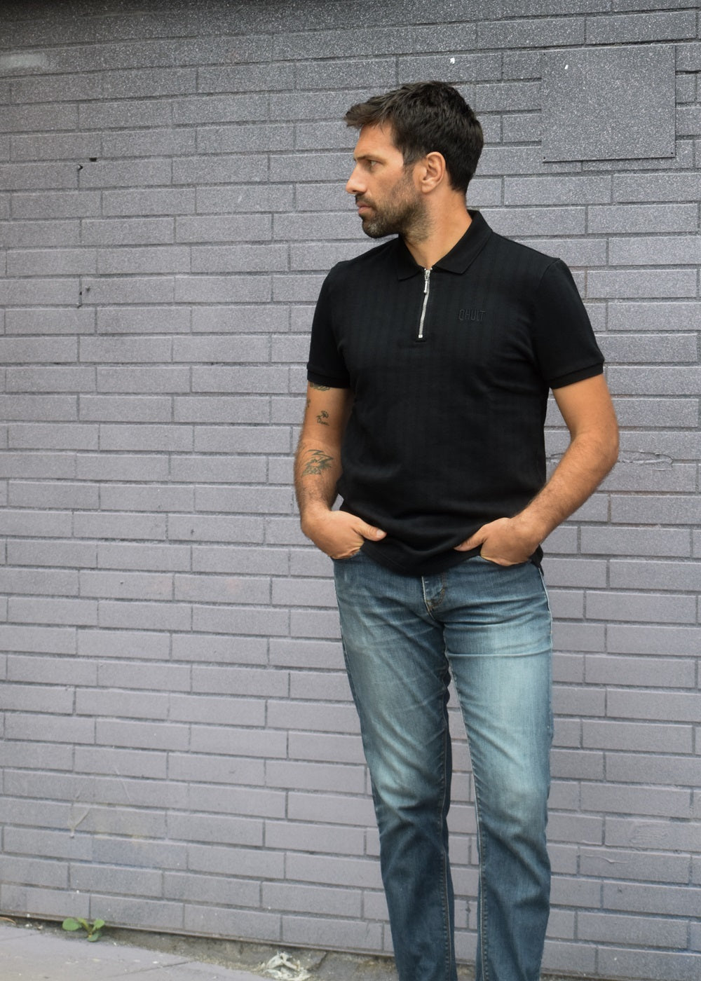 LOGO QHUIT, Polo Black