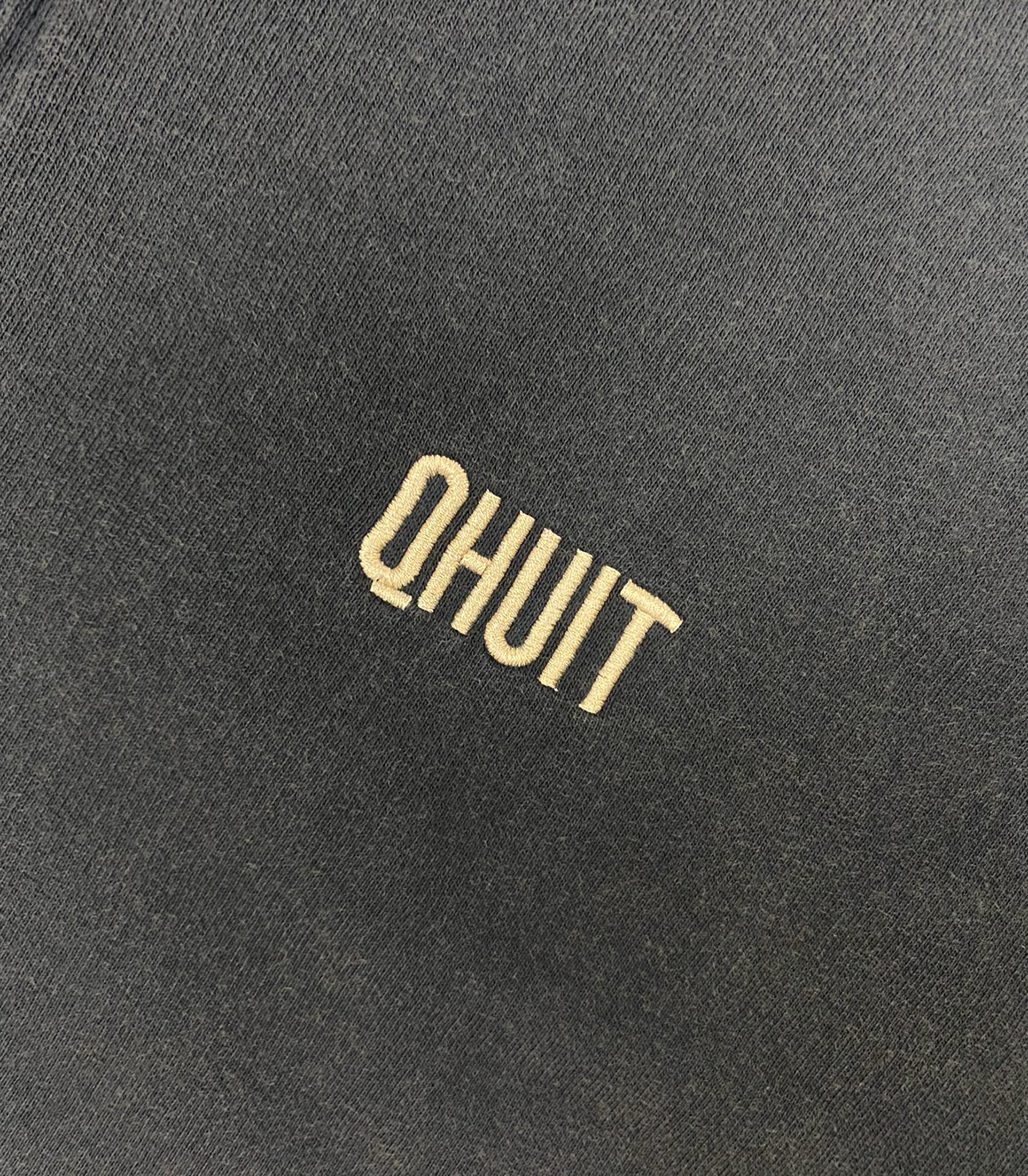 LOGO QHUIT, Heavyweight Zipper Hood Black
