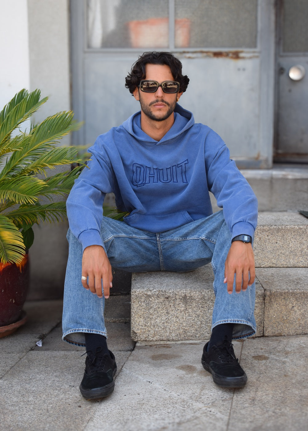 STYLE QHUIT, Heavyweight Hoodie Blue