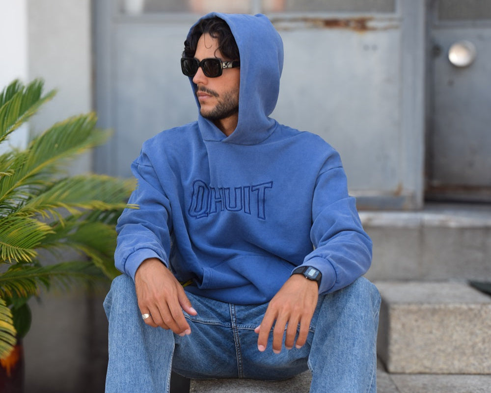 STYLE QHUIT, Heavyweight Hoodie Blue