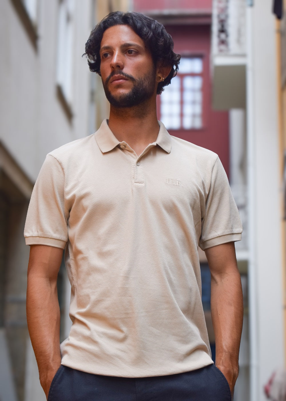 LOGO QHUIT, Polo Classic Beige