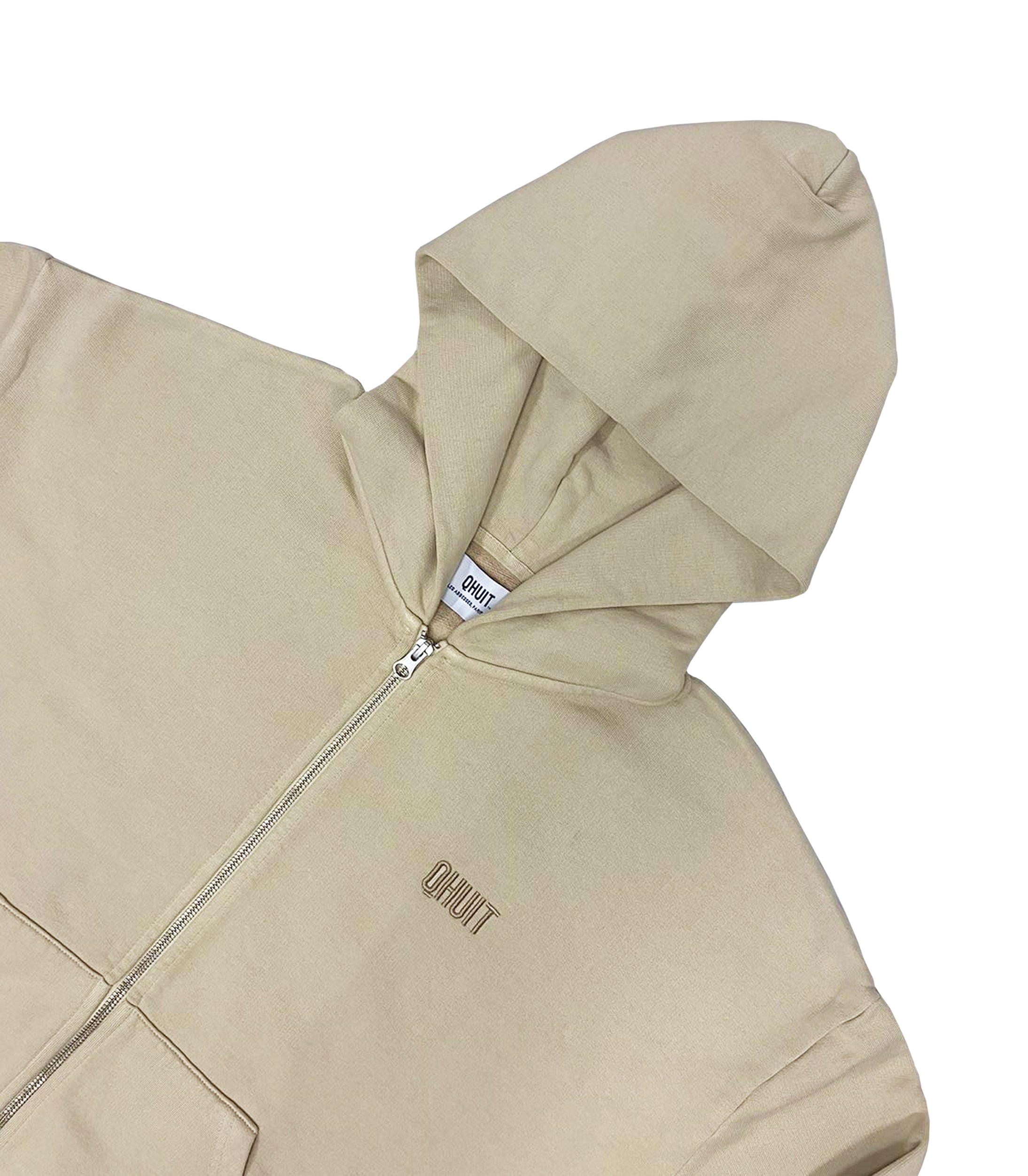 LOGO QHUIT, Heavyweight Zipper Hood Beige