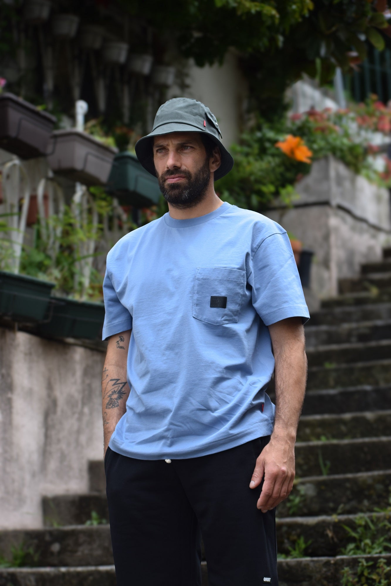 OVERSIZE POCKET-T, T-Shirt blue