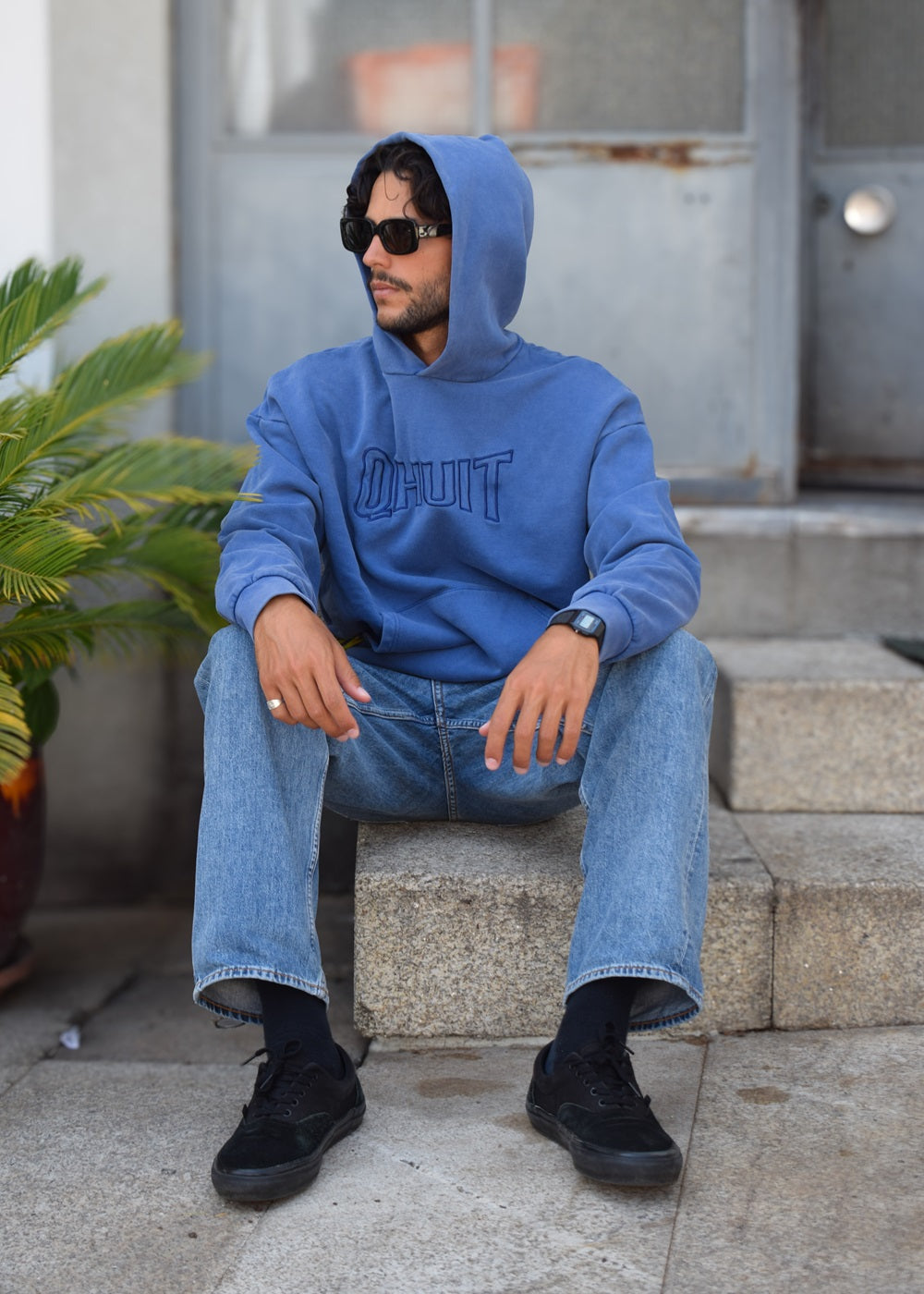 STYLE QHUIT, Heavyweight Hoodie Blue