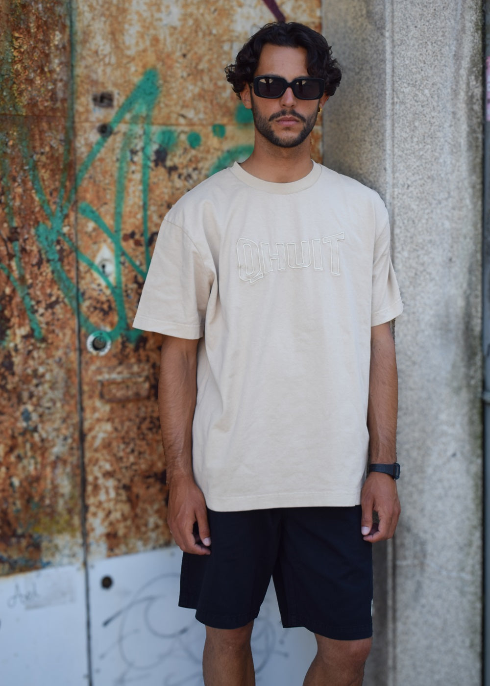 STYLE QHUIT, Heavyweight T-Shirt Beige